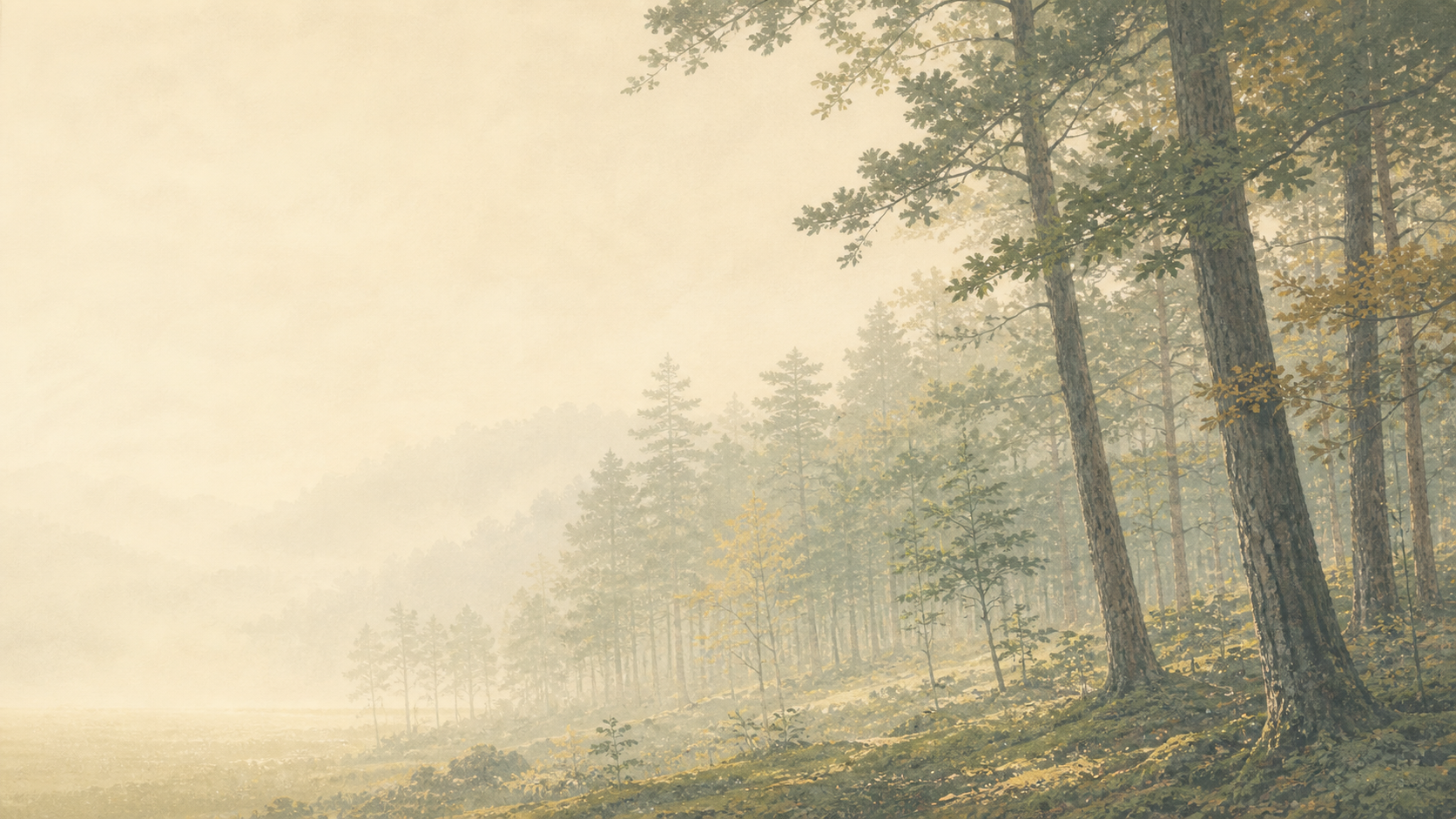 Misty Nara forest background